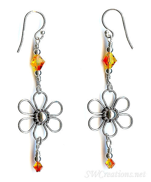 Enchanting Fire Opal Floral Crystal Earrings - SWCreations
