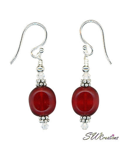 Red Crystal Window Beaded Earrings - SWCreations
