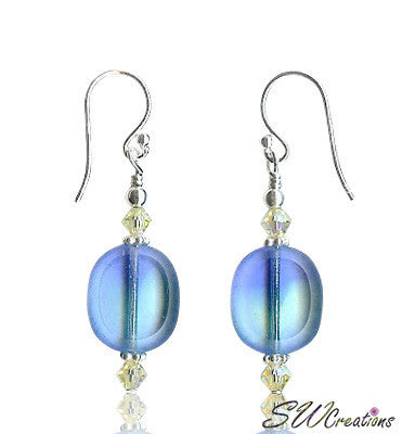 Crystal Blue Window Beaded Earrings - SWCreations
