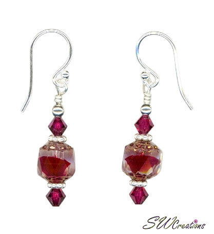 Satin Rubies Crystal Beaded Earrings - SWCreations
