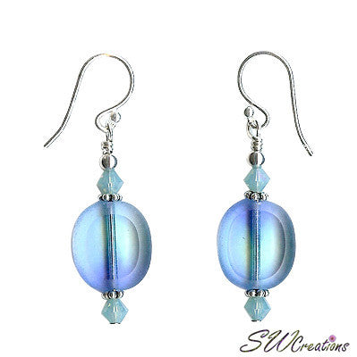 Pacific Opal Blue Window Beaded Earrings - SWCreations
