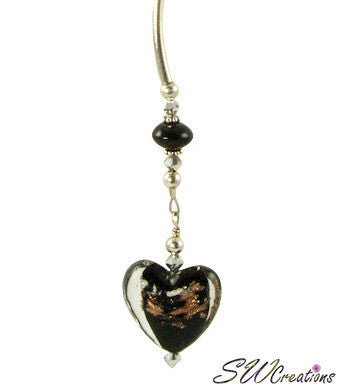 Jet Gold Heart Goldstone Beaded Fan Pull - SWCreations
 - 1