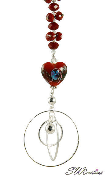 Ruby Heart Crystal Beaded Fan Pull - SWCreations
 - 1