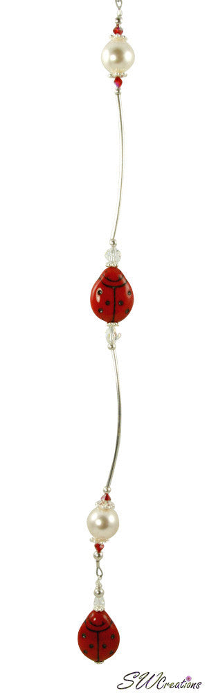 Red Ladybug Pearl Crystal Beaded Fan Pull - SWCreations
 - 2
