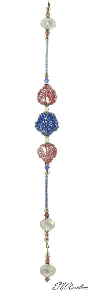 Crystal Blue Rose Floral Beaded Fan Pull - SWCreations
 - 2