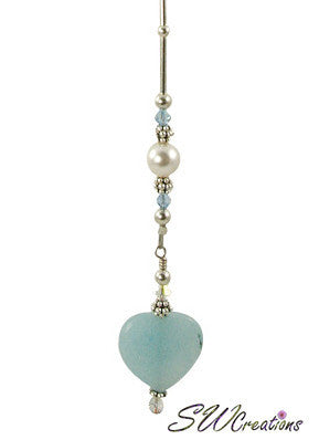 Aqua Heart Pearl Crystal Beaded Fan Pull - SWCreations
 - 1