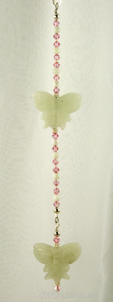 Rose Jade Butterfly Crystal Creations Fan Pull - SWCreations
