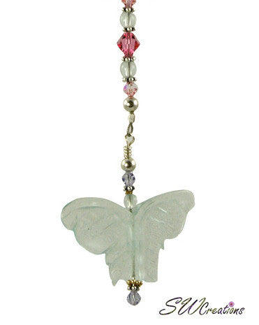 Rose Aqua Butterfly Crystal Beaded Fan Pull - SWCreations
 - 1