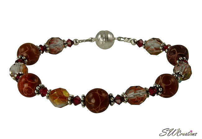 Ruby Carved Jade Gemstone Beaded Bracelet - SWCreations
