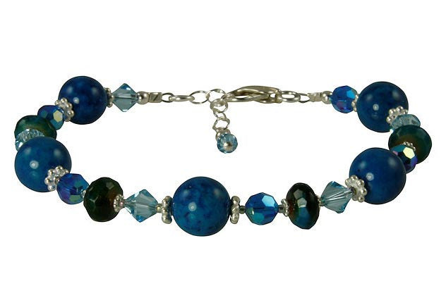 Aqua Blue Apatite Gemstone Beaded Bracelet - SWCreations

