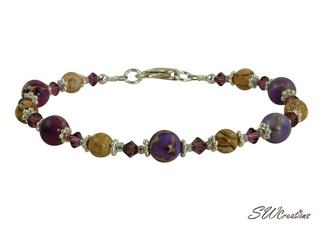 Purple Varascite Jasper Gemstone Beaded Bracelets - SWCreations
 - 1