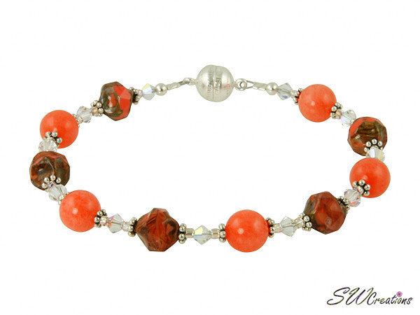 Tangerine Jade Gemstone Magnetic Beaded Bracelet - SWCreations
