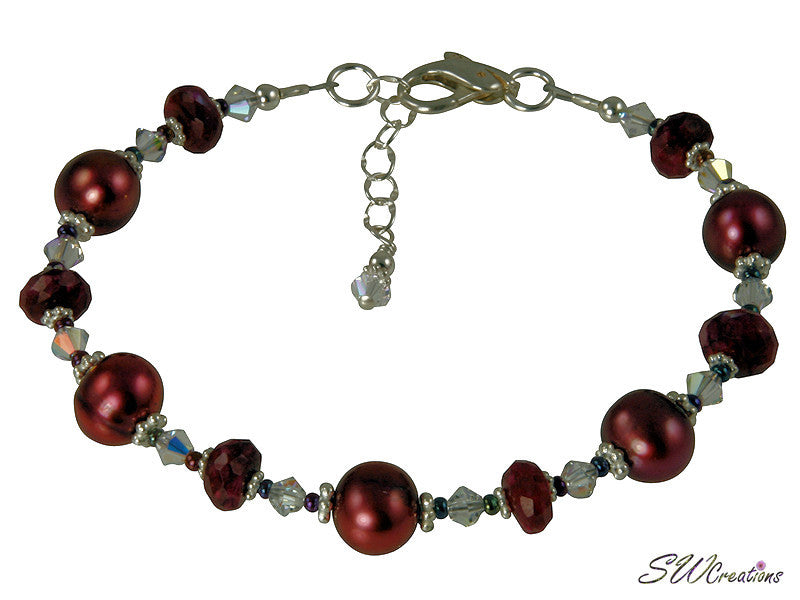 Ruby Moonstone Pearl Gemstone Bracelet - SWCreations
 - 2