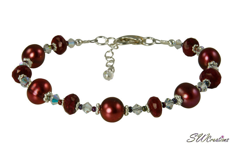 Ruby Moonstone Pearl Gemstone Bracelet - SWCreations
 - 1