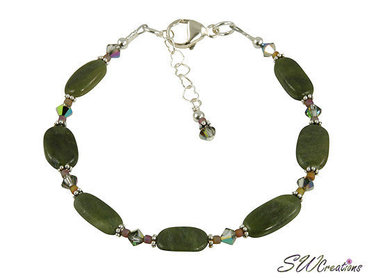 Olive Jade Crystal Gemstone Beaded Bracelet - SWCreations
 - 2
