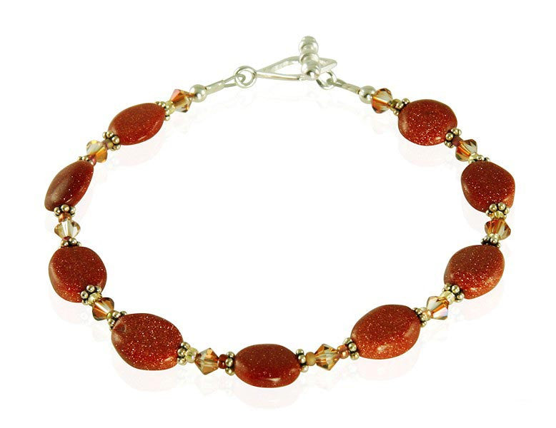 Goldstone Topaz Crystal Beaded Bracelet - SWCreations
 - 1