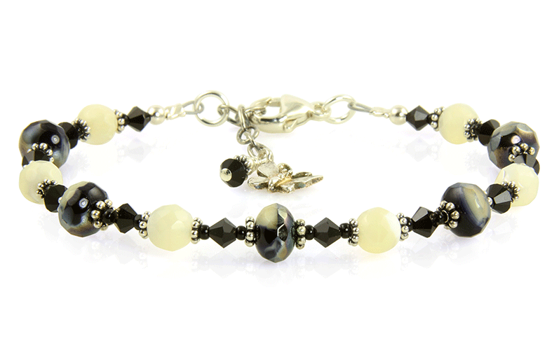 Black Mother of Pearl Crystal Bracelet - SWCreations
