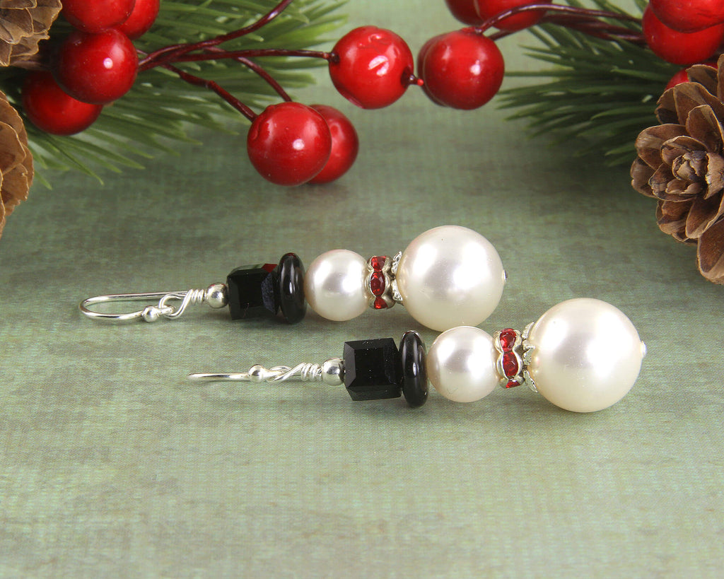 snowman christmas earrings