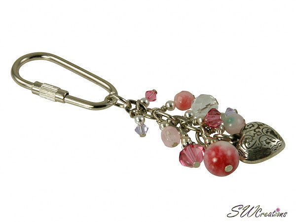 Jade Rose Crystal Heart Beaded Key Chain - SWCreations
