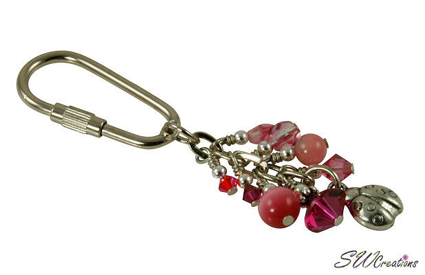 Ladybug Pink Charm Beaded Keychain - SWCreations
