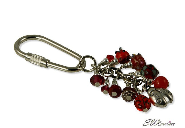 Ladybug Red Charm Beaded Keychain - SWCreations
