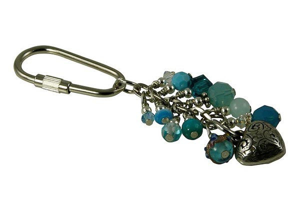 Blue Crystal Heart Beaded Keychain - SWCreations
