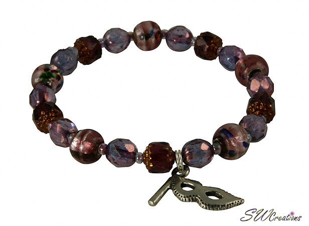 Lavender Multiple Sclerosis Amethyst Mask Beaded Bracelet - SWCreations
