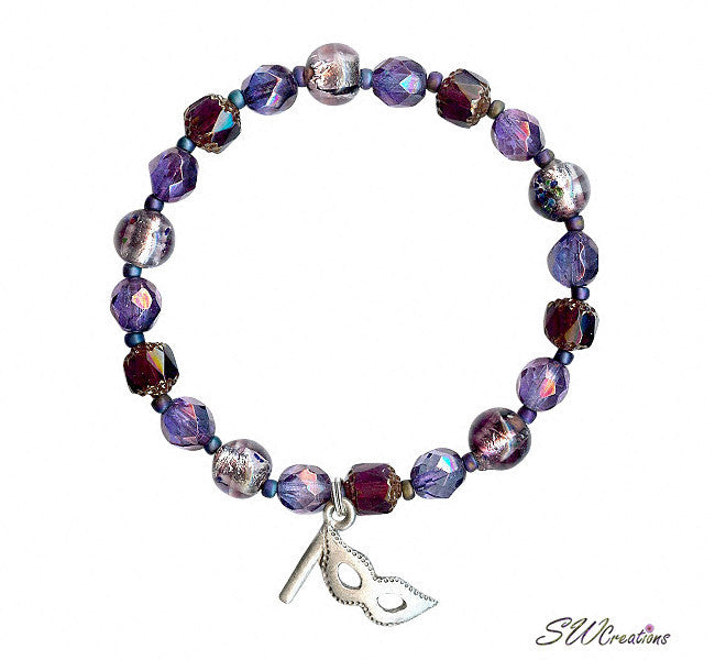 Confetti Multiple Sclerosis Amethyst Mask Beaded Bracelets - SWCreations
