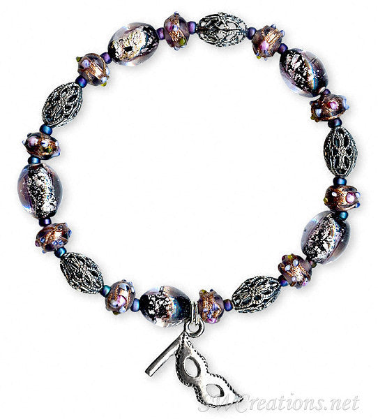 Multiple Sclerosis Purple Shimmer Mask Beaded Bracelets - SWCreations
