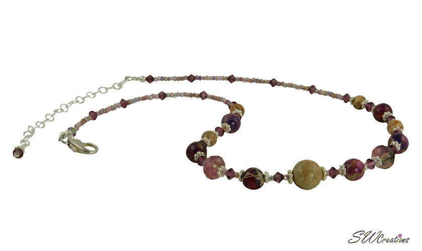 Purple Varascite Jasper Gemstone Beaded Necklace - SWCreations
 - 1