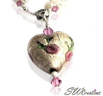 Venetian Heart Crystal Rose Necklace - SWCreations
 - 2