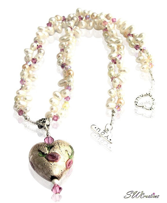 Venetian Heart Crystal Rose Necklace - SWCreations
 - 1