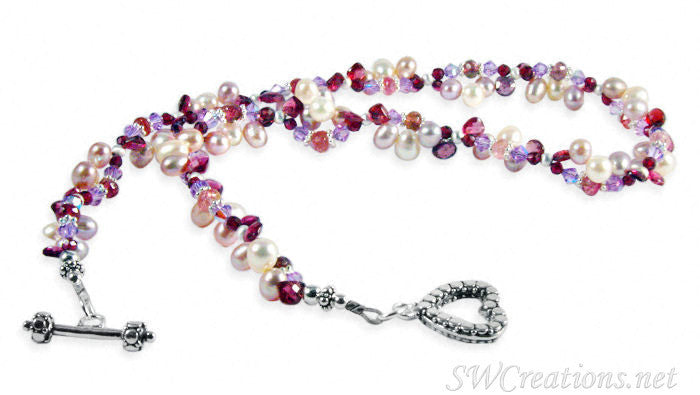 Tourmaline Garnet Gemstone Pearl Twist Necklace - SWCreations
