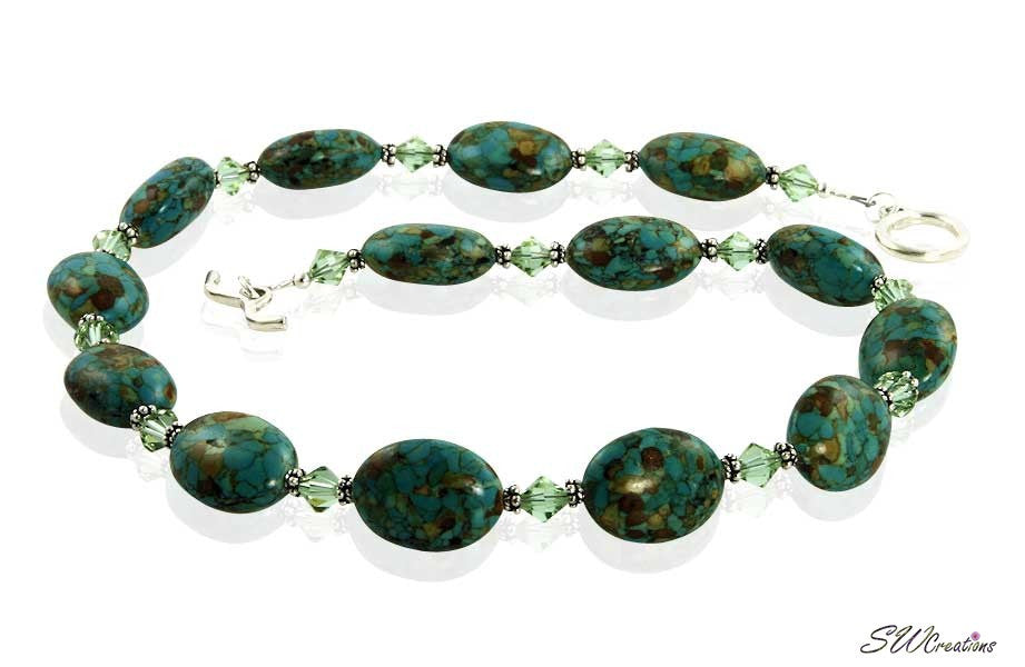 Mosaic Turquoise Crystal Beaded Necklace - SWCreations
