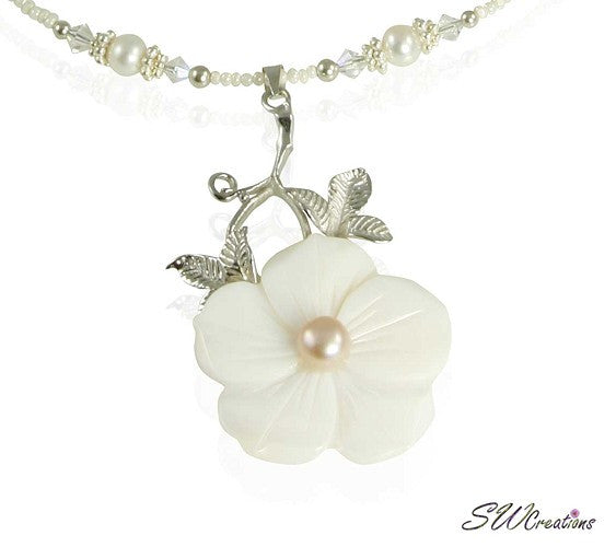 Floral Mother of Pearl Beaded Necklace - SWCreations
 - 3
