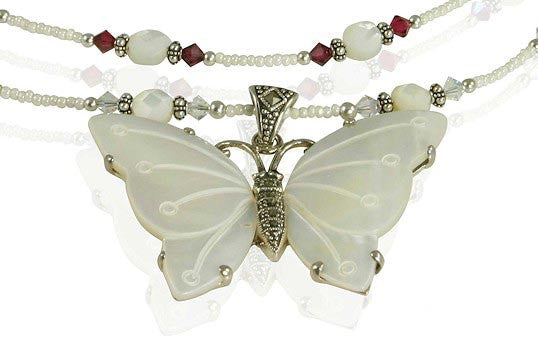 Handmade Butterfly Mother of Pearl Necklace - SWCreations
 - 2