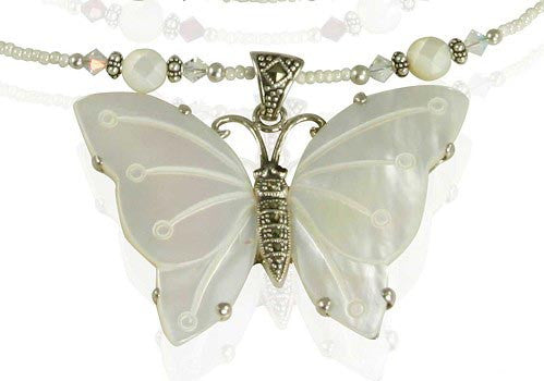 Handmade Butterfly Mother of Pearl Necklace - SWCreations
 - 3