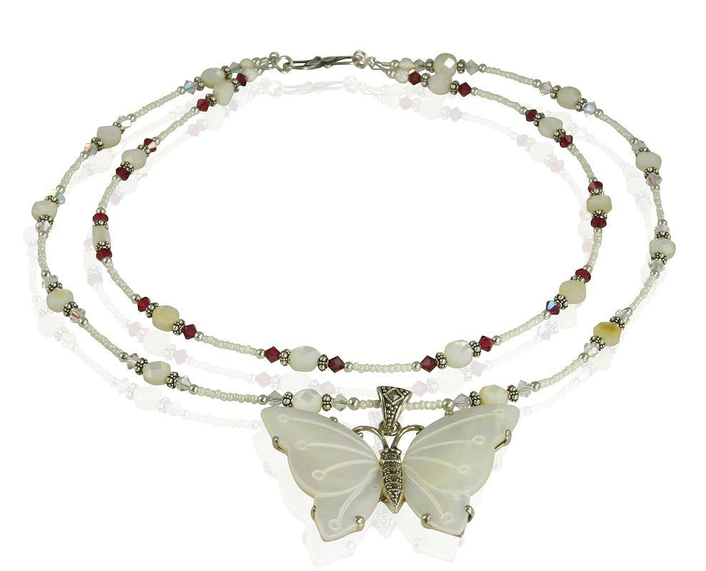 Handmade Butterfly Mother of Pearl Necklace - SWCreations
 - 1