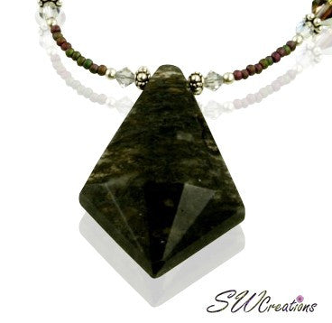 Moss Agate Volcano Crystal Silver Necklace - SWCreations
 - 2