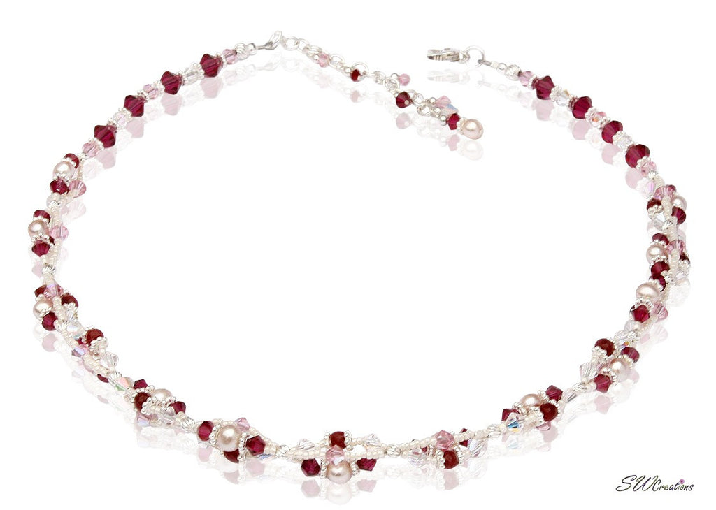 Handmade Ruby Gemstone Pearl Twist Necklace - SWCreations
 - 1