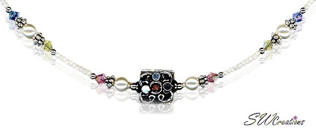 Pastel Cream Rose Pearl Beaded Necklace - SWCreations
 - 2