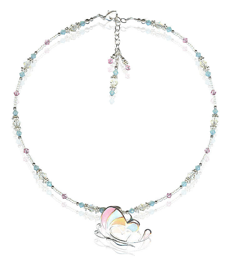 Pastel  Butterfly Crystal Beaded Necklace - SWCreations
