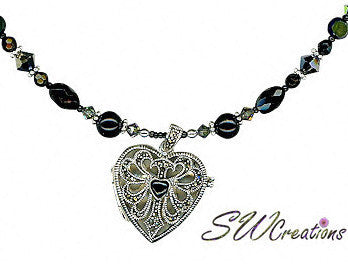 Black Onyx Heart Gemstone Beaded Necklace - SWCreations
 - 2