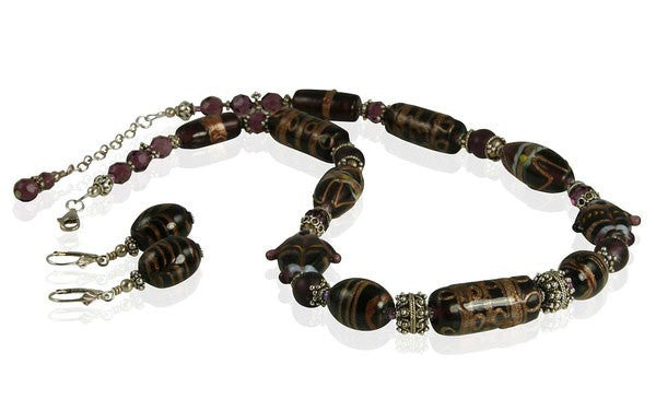 Amethyst Lampwork Beaded Necklace Set - SWCreations
 - 1