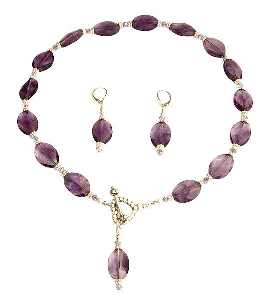 Amethyst Violet Gemstone Beaded Necklace Set - SWCreations
 - 1