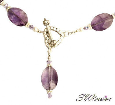 Amethyst Violet Gemstone Beaded Necklace Set - SWCreations
 - 2