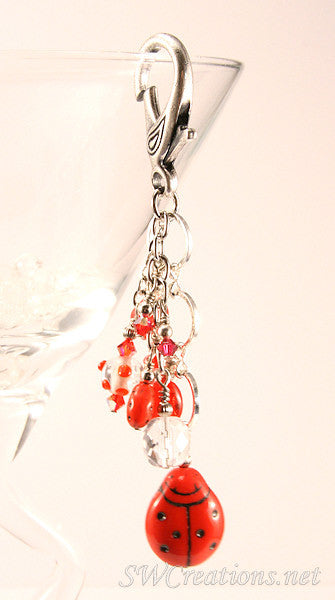 Red Ladybug Crystal Beaded Purse Charm - SWCreations
