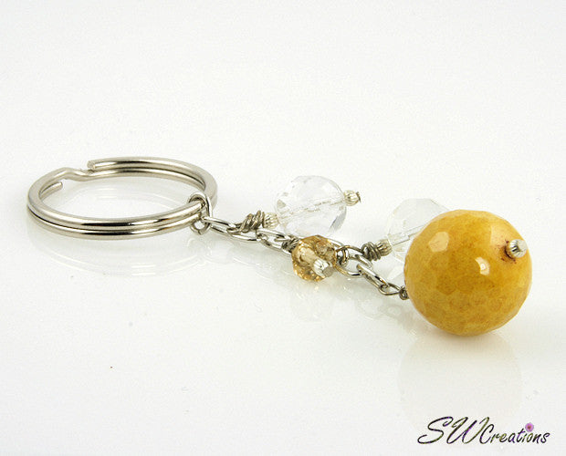 Goldenrod Yellow Crystal Beaded Keychain - SWCreations
