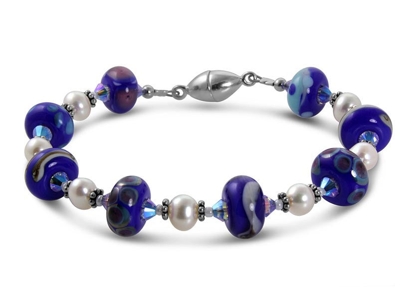 Cobalt Blue Lampwork Handmade Bracelet - SWCreations
