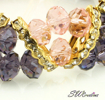 Tanzanite Peach Gold Crystal Double Strand Beaded Bracelets - SWCreations
 - 3
